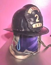 Vintage Fiberglass Fireman's Helmet Leather Badge picture