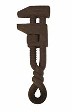 Vintage ANTIQUE Handmade Twisted Iron Pipe Monkey Wrench Plumbing Tool 5