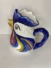 Vintage Hand Painted Decorative Traditional Portuguese Rooster Ceramic Pitcher  picture