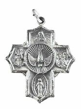 Vintage Catholic 5 Way Cross Silver Tone Religious Medal picture