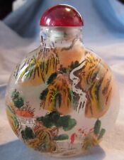 Beautiful Reverse Painted Art Glass Waterfall Snuff Perfume Bottle (2) picture