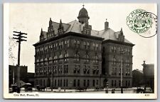 City Hall Peoria Illinois 1908 Cancel Wob Postcard picture