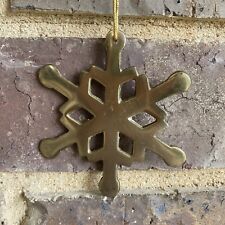 Vintage Solid Brass Snowflake Christmas Tree Ornament Decor  3 inch picture