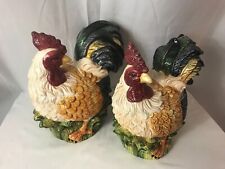 Jay Import Farm Roosters Chicken Vtg Ceramic Cookie Jar Different Lot Of (2) picture