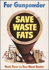Original  World War II Scrap Poster SAVE WASTE FATS WWII Great condition picture