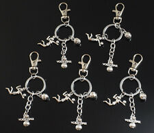 5x PCS - I Love Volleyball Key Chain Clip Ball Charms Keychain Coach Player Gift picture