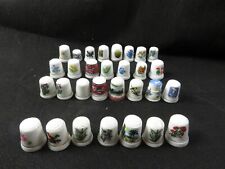 Vintage Lot of 30 Ceramic And Bone China Sewing Thimbles Souvenirs picture