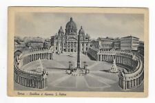 Vintge Postcard Basilica Piazza U.S. Army Postmark Rome, Italy Linen Posted 1944 picture