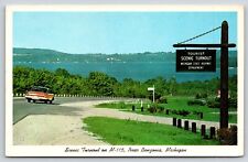 Benzonia Michigan~Scenic Turnout M-115~Crystal Lake~c1950s Auto~1960 Postcard picture