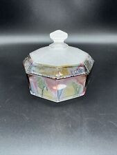 Vintage Beautiful Nouveau Satin Art Glass Hand Painted Rueven Trinket Candy Dish picture