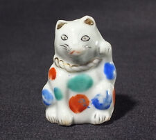 Am1 Rare strange Lucky Cat Maneki Neko porcelain water drop Antique Japan picture