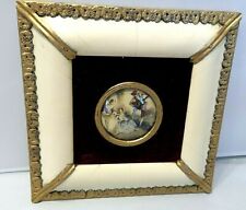 ANTIQUE VICTORIAN  MINATURE PRINT COURTING UNDER CONVIC GLASS IN ORNATE FRAME picture