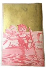 Antique Victorian Advertising Trade Card Boy Playing, Caught a Crab, Row Boat picture