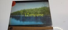 G91 GLASS Slide or Negative BLUE WATER AND GREEN TREES ROW BOATS ANCHORED picture