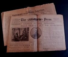 Two 1901 Newspapers Philadelphia & Baltimore Pres McKinley Shooting & Roosevelt picture