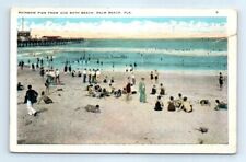 Postcard FL c1920s Palm Beach Show Pier From Gus Bath Beach Bathers K9 picture