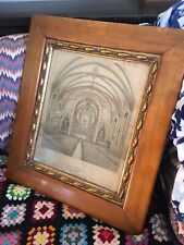 PRIMITIVE PACKARD & BUTLER PA ANTIQUE CHURCH ART WOOD GOLD GESSO WALL FRAME 1883 picture