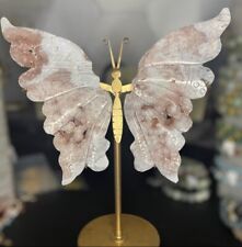 Pink Amethyst High Quality Wings Gold Metal Stand picture