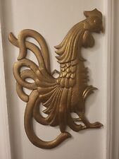 Vtg Large Heavy Rooster Brass Metal Wall Hanging Country 14.5 H