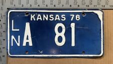 1976 Kansas license plate LN A 81 Linn low number 81st issued plate 14983 picture