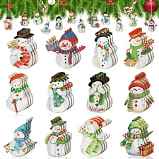 36 Pcs Vintage Christmas Ornaments Wooden Christmas Tree Ornaments Snowman  picture
