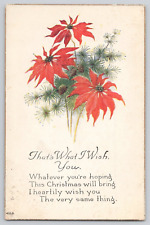 Postcard Poinsettia Christmas Greetings c1925 picture