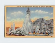 Postcard Aloe Plaza, Showing Fountain, Union Station and Post Office, Missouri picture