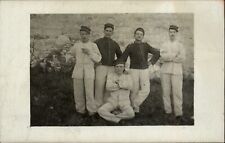 RPPC WWI era French soldiers white work uniforms real photo postcard picture