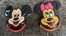 2 VINTAGE 1970S DISNEY DISNEYLAND MICKEY & MINNIE MOUSE SQUEAKY COIN PURSES picture