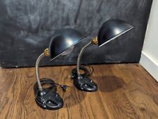 Set of 2 Restored Antique Art Deco Gooseneck Cast Iron Rodale Desk Lamps picture