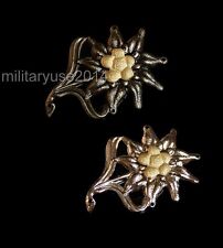 2PCS WWII WW2 GERMAN EM EDELWEISS MOUNTAIN CAP CLASSIC MILITARY BADGE MEDAL picture