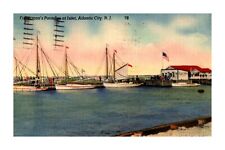 Postcard Fisherman's Paradise @ Inlet Atlantic City N.J. boats,flag, pier   C-17 picture