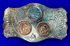 Coin Collectors Indian head penny buffalo nickel vintage Comstock belt buckle picture