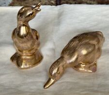 PAIR STANGL Gold Duck Bird Figurines  Pottery 22 KT Gold , Vintage. USA picture