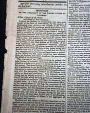 President ANDREW JACKSON State of the Union Address 1832 Washington DC Newspaper picture
