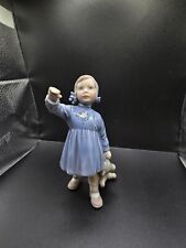 vintage Dahl Jensen 1152 Porcelain Figurine Girl with Teddy Bear Denmark picture