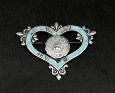 Rare Antique COLUMBIA COLLEGE Sterling Enamel Brooch Pin Heart University c.1910 picture