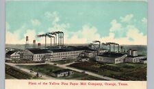 YELLOW PINE PAPER MILL c1910 orange tx original antique postcard texas industry picture