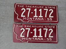 1955 Montana license plate pair Richland County 27-1172 YOM eligible picture