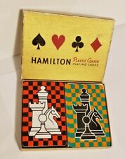 VINTAGE HAMILTON PLAYING CARDS 2 DECKS OF CARDS CHESS PIECE DECOR W/ BOX picture