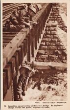 Military Soldiers Demolition Squad Cutting Girders on Bridge WW2 Postcard E96 picture