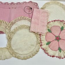 Vintage Embroidered Dollies & Linens Lot of 7 picture