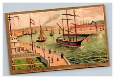 Vintage 1880's Victorian Trade Card Mercer & Pruvot Chicory Coffee - French Port picture