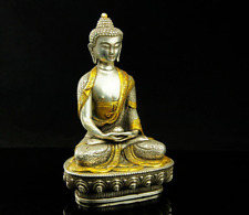 Exquisite Tibet Silver Gilt Tibetan Buddhism Sakyamuni Buddha Statue picture