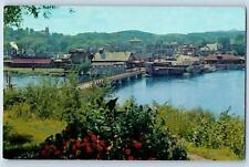 Newport Vermont VT Postcard  Bird's Eye View From East Side Bridge c1960 Antique picture