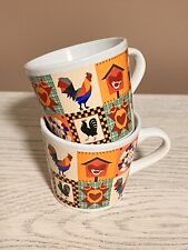 Trisa Patchwork Vintage Rooster Ceramic Mugs/Cups 7 oz - 2 picture