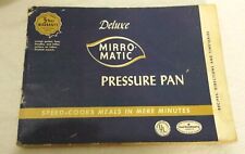 Deluxe Mirro-Matic Pressure Pan Guide Recipes Directions Booklet 1958 Incomplete picture