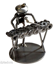 Frog Keyboard Player Hand Crafted Recycled Metal Rock Band Art Sculpture  picture