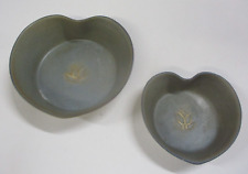 Vintage Crowning Touch Collection Ceramic Heart Shaped Bowls With Embossed Tulip picture