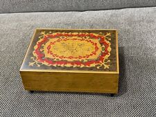 Vtg Swiss Reuge Lacquered Wood Jewelry Music Box w/ Birds Decoration picture